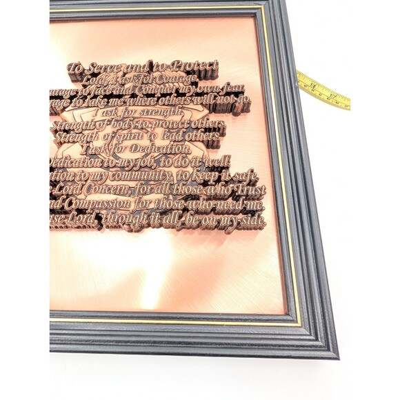 Policeman 3D Copper Art "to Serve and Protect" Quote Prayer Large 22"x16" Framed - Picture 11 of 13